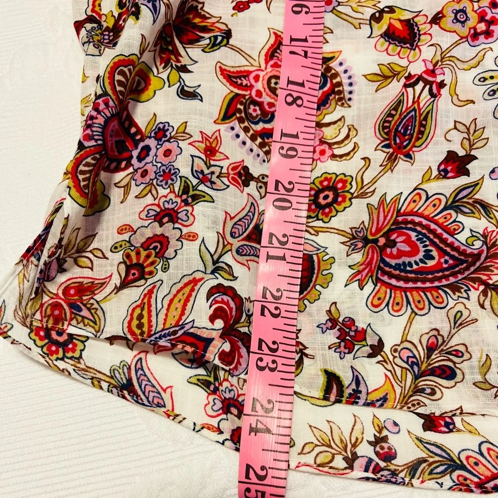 ME + EM Floral Paisley Ruffle Accent Long Sleeve Blouse Sz 4 - Picture 7 of 10